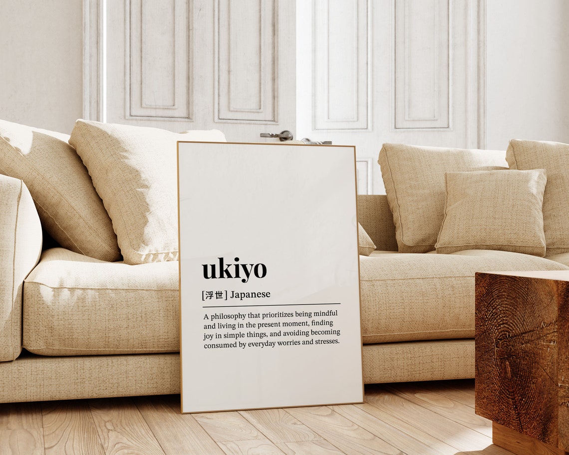 Ukiyo Japanese Philosophy Mindful Present Moment Quote Poster - Image 3
