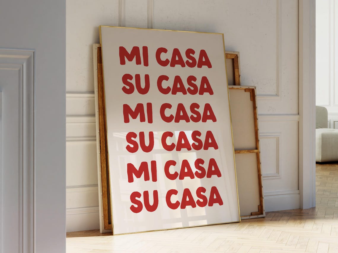 Mi Casa Su Casa Red Spanish Quote Fun Trendy Entryway Poster - Image 3