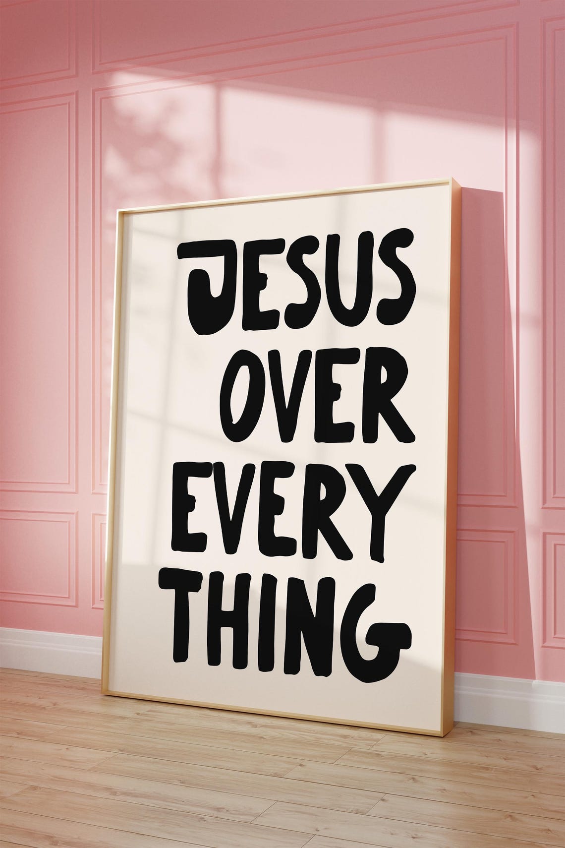 Jesus Over Everything Bold Black Christian Faith Statement Wall Poster - Image 2