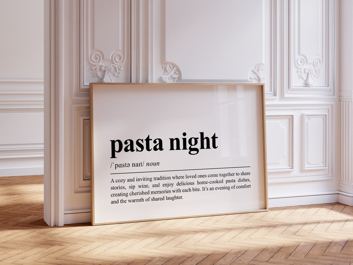 Pasta Night Definition Dictionary Style Cozy Italian Kitchen Poster