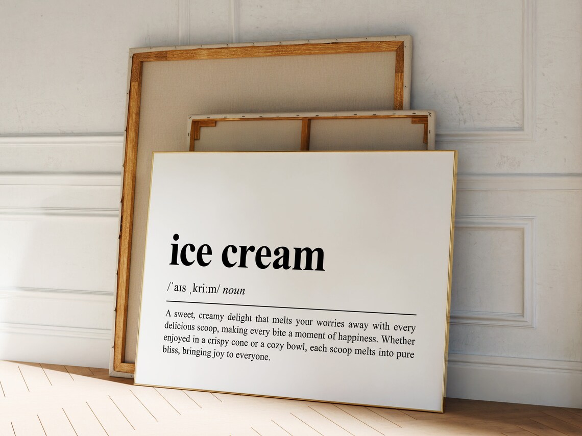 Ice Cream Definition Dictionary Style Kitchen Quote Summer Dessert Poster