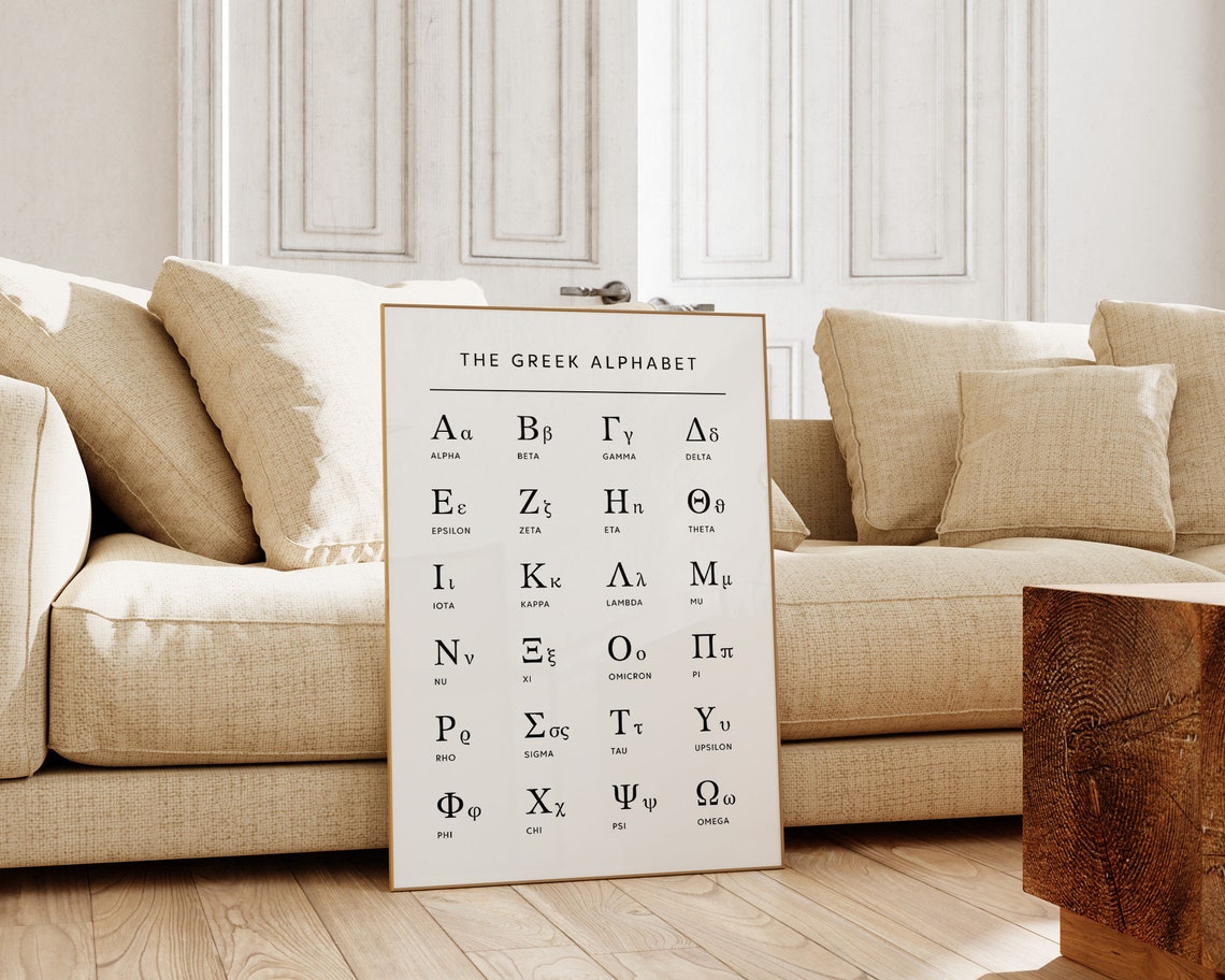 The Greek Alphabet Chart Minimalist Black White Letters Poster - Image 2