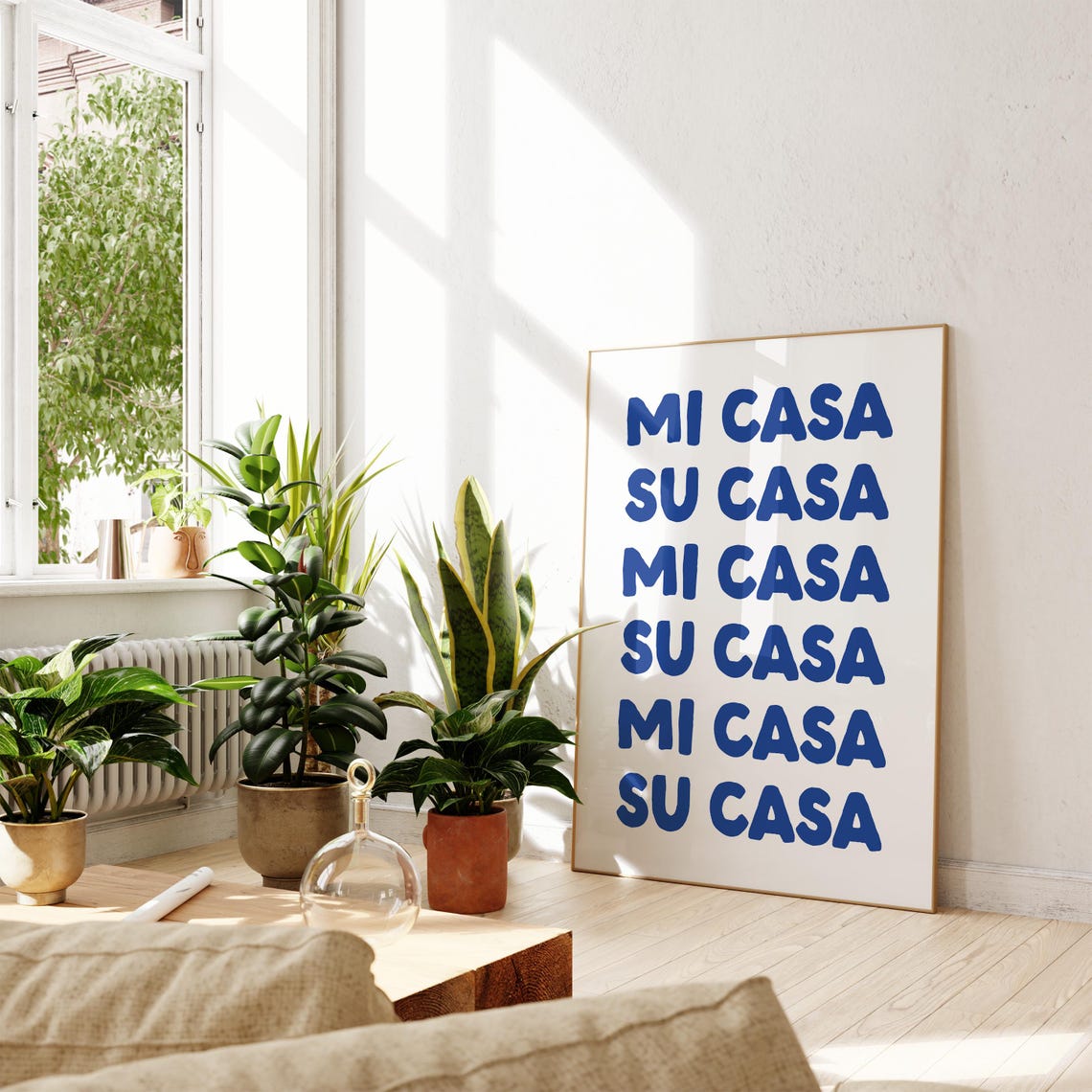 Mi Casa Su Casa Blue Spanish Quote Fun Trendy Entryway Poster