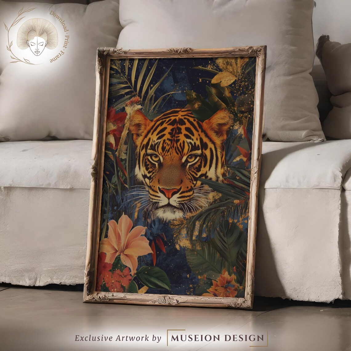 Maximalist Tiger Jungle Art Eclectic Wildlife Portrait