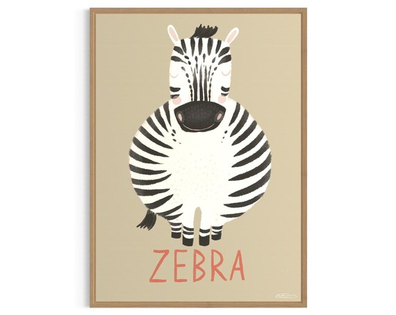 Smiling Zebra Cute Nursery Safari Animal Baby Bedroom Wall Art