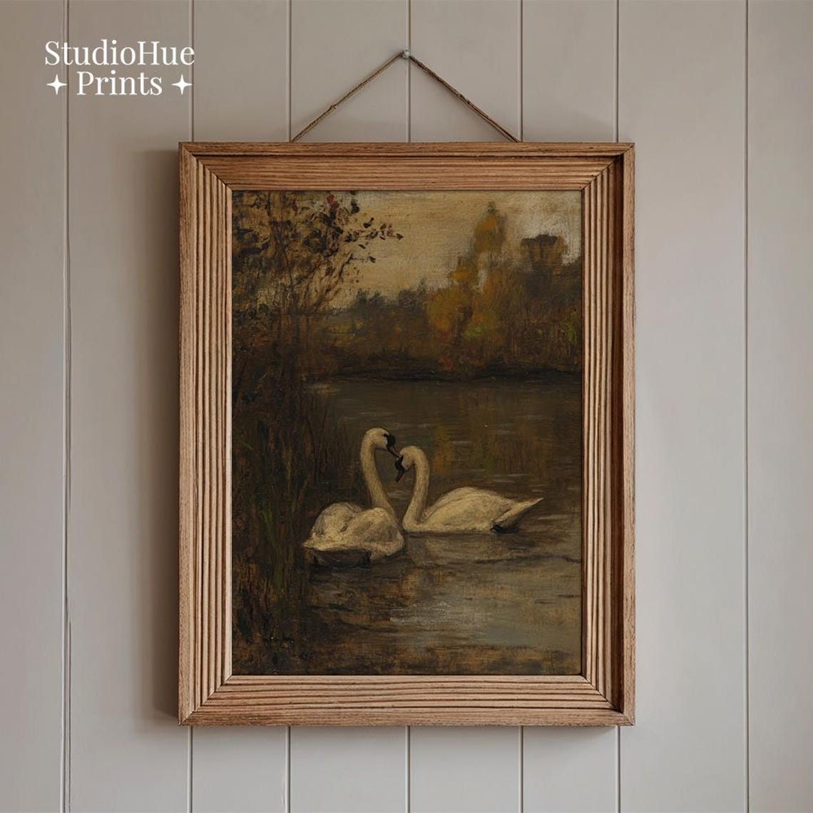 Vintage Swan Art Print, Antique Oil Painting - Image 2