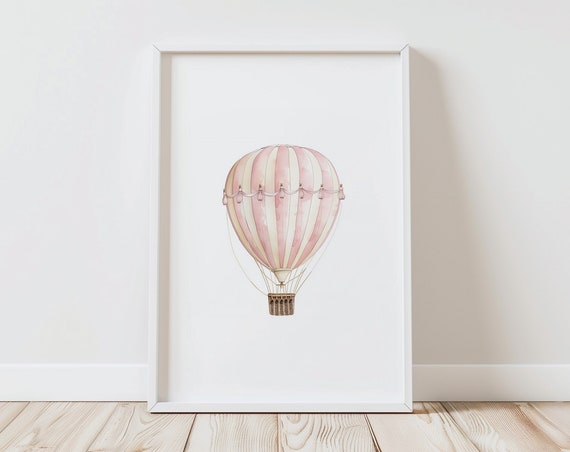 Hot Air Balloon Nursery Print Vintage Nursery Decor Travel Wall Art Girl Nursery Decor Kids Room Decor