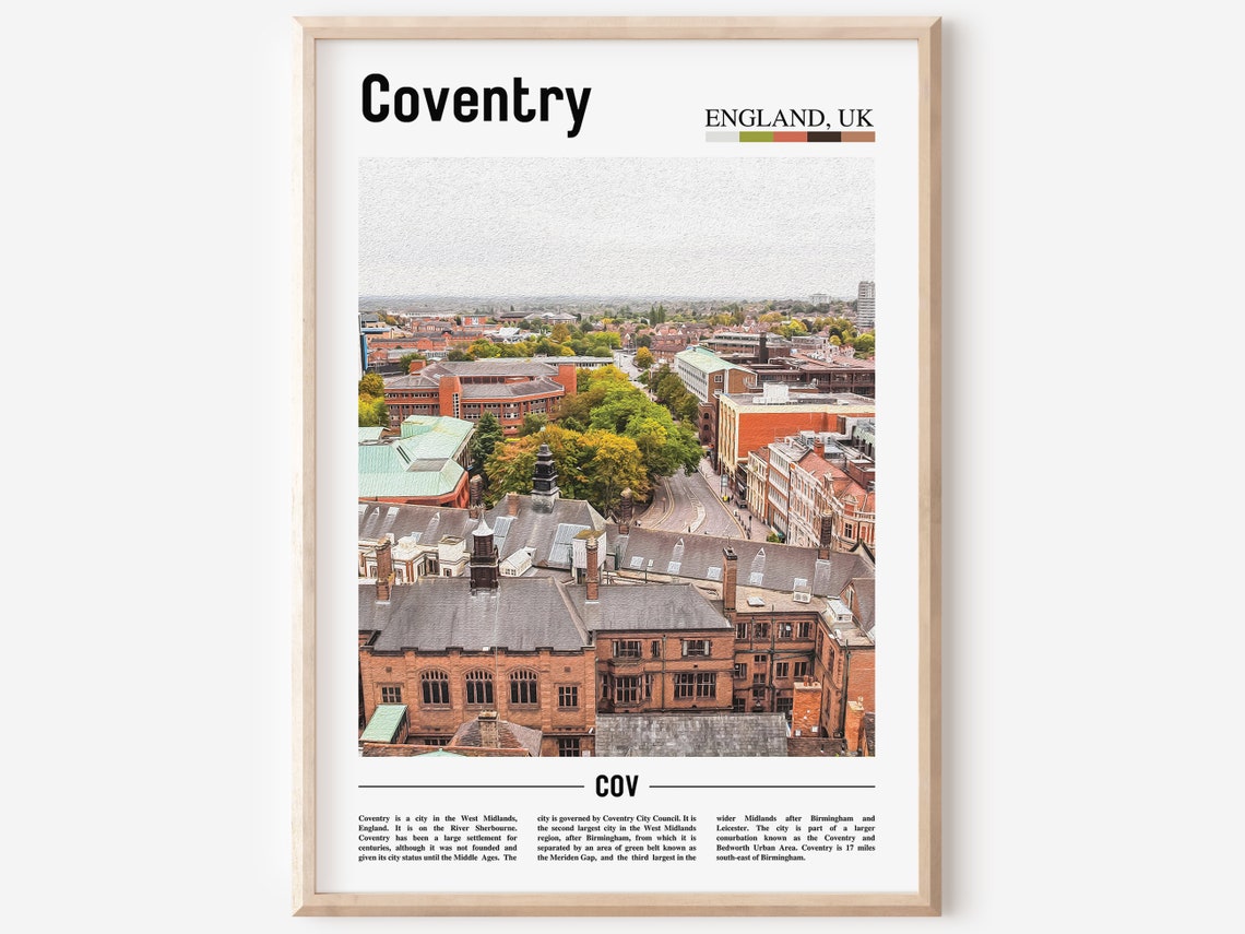 Coventry Print Coventry Poster Coventry Wall Art Oil Painting Poster Colorful City Print City Artwork Travel Artwork Travel Wall Art