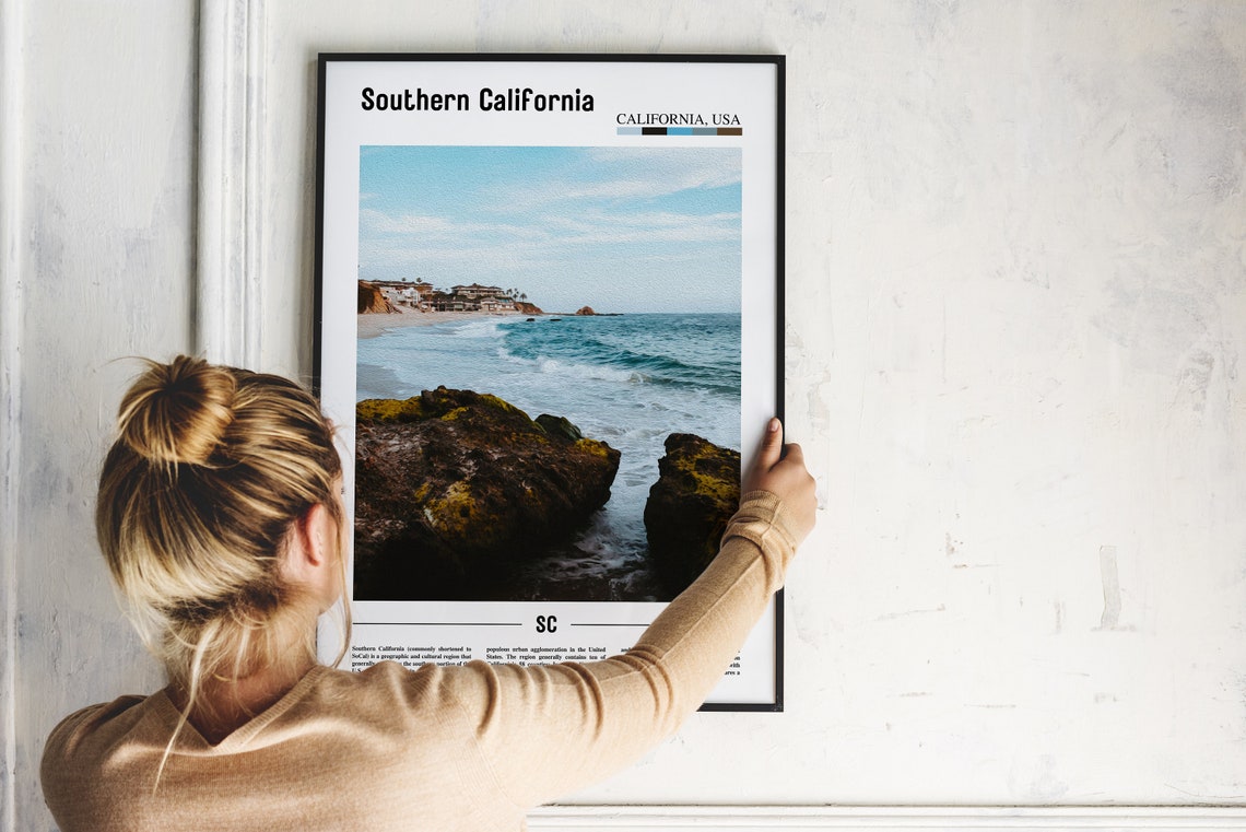 Southern California Poster Southern California Print Southern California Wall Art Minimal Travel Print Oil Painting Poster - Image 4