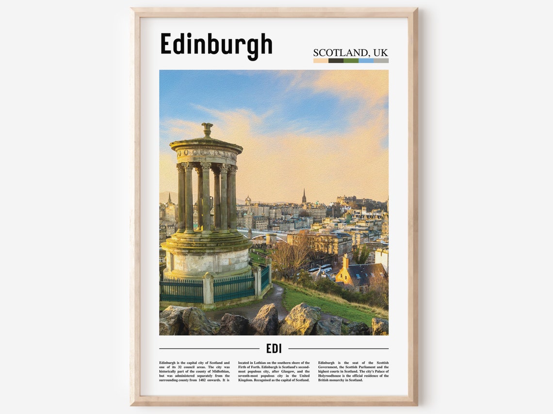 Edinburgh Print Edinburgh Poster Edinburgh Wall Art Oil Painting Poster Colorful City Print City Artwork Travel Artwork Travel Wall Art
