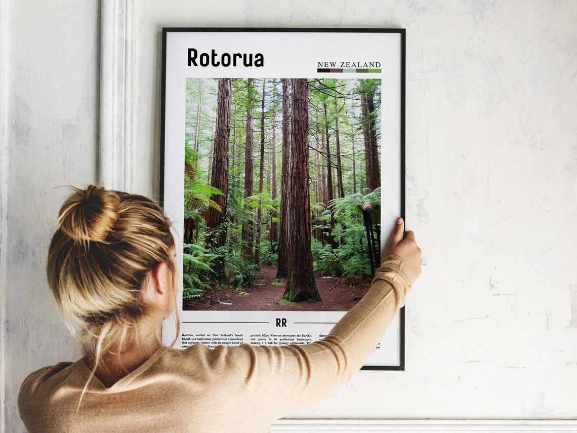 Rotorua Poster Rotorua Print Rotorua Wall Art Minimal Travel Print Travel Destination Oil Painting Poster - Image 5