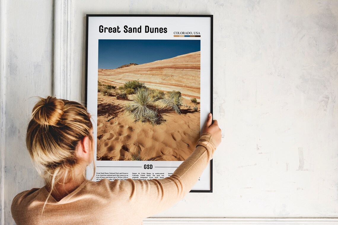 Great Sand Dunes Print Great Sand Dunes Poster Great Sand Dunes Wall Art Oil Painting Poster Colorful City Print Travel Wall Art - Image 4