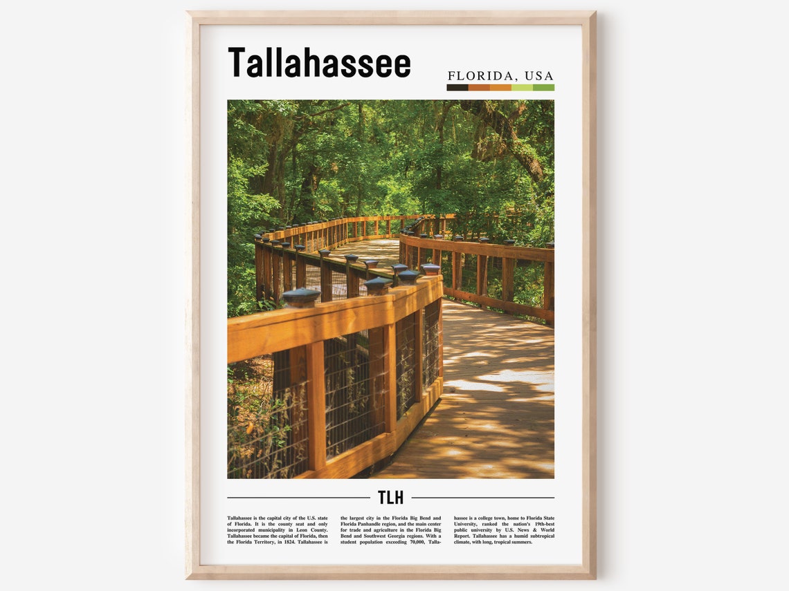 Tallahassee Print Tallahassee Poster Tallahassee Wall Art Oil Painting Poster City Print City Artwork Travel Artwork Travel Wall Art
