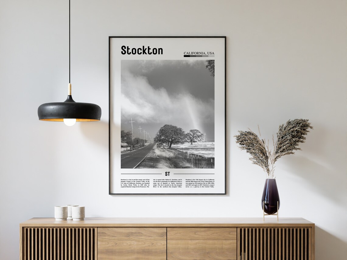 Stockton Poster Black And White Stockton Print Black And White Stockton Wall Art Minimal Travel Print Travel Poster - Image 4