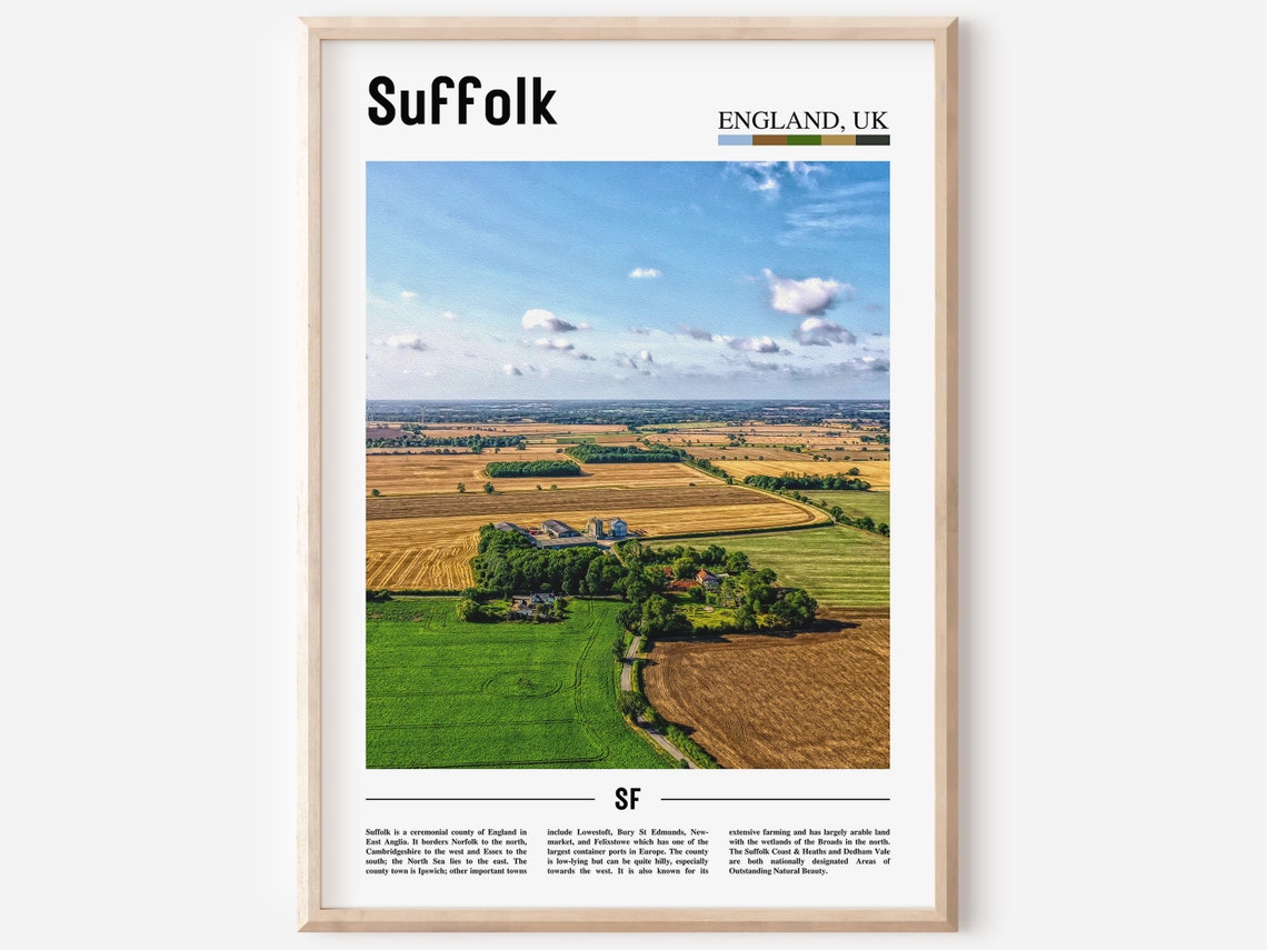 Suffolk Print Suffolk Poster Suffolk Wall Art Minimal Travel Print Minimal City Poster Travel Destination Print Oil Painting Poster