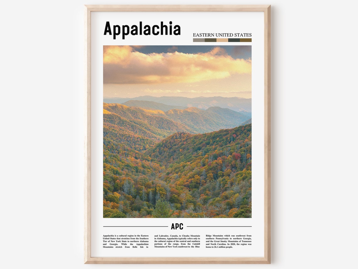 Appalachia Print Appalachia Poster Appalachia Wall Art Oil Painting Poster Colorful City Print City Artwork Travel Artwork Travel Art