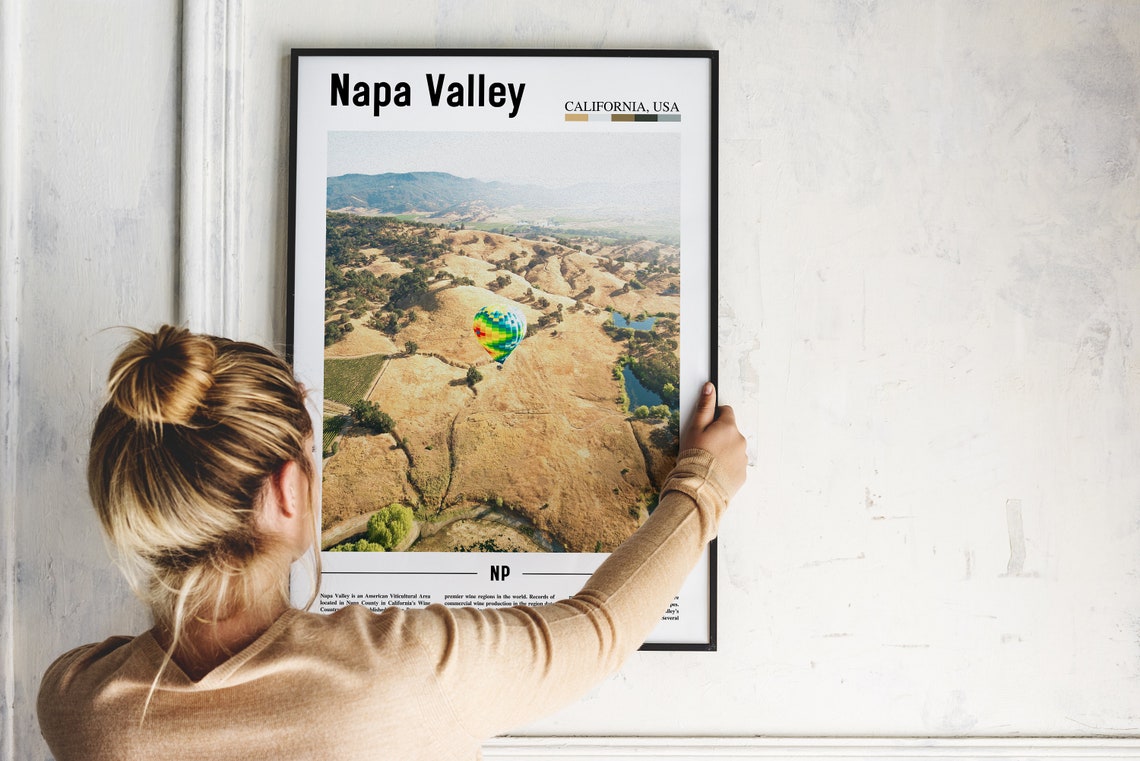 Napa Valley Print Napa Valley Poster Napa Valley Wall Art Minimal Travel Print Minimal City Poster Travel Destination Oil Painting Poster - Image 4