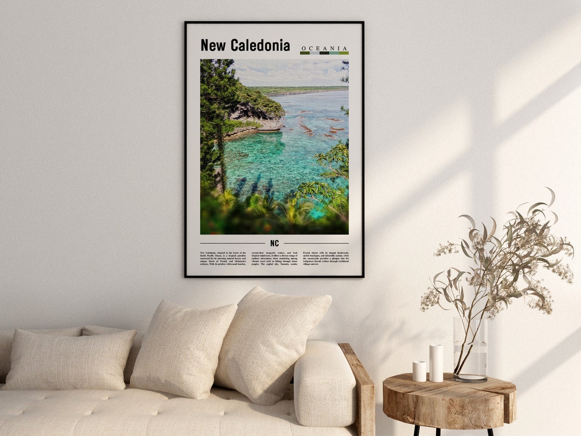 New Caledonia Poster New Caledonia Print New Caledonia Wall Art Minimal Travel Print Travel Destination Oil Painting Poster - Image 2