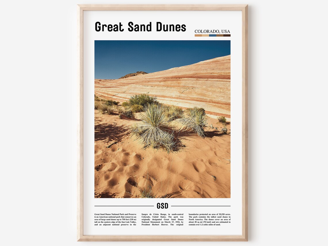 Great Sand Dunes Print Great Sand Dunes Poster Great Sand Dunes Wall Art Oil Painting Poster Colorful City Print Travel Wall Art