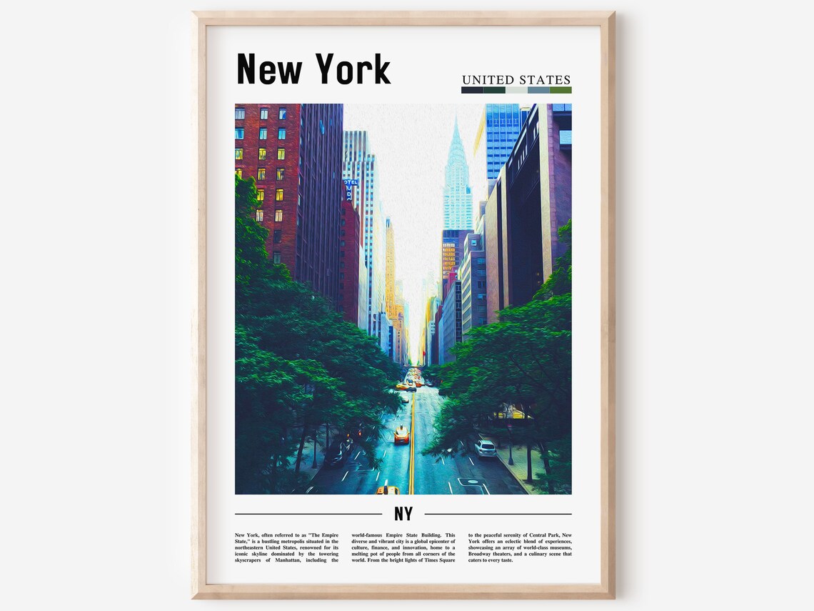 New York Travel Poster, USA Cityscape Art Print