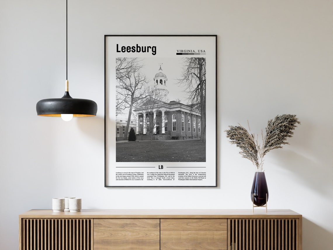 Leesburg Poster Black And White Leesburg Print Black And White Leesburg Wall Art Minimal Travel Print Travel Poster - Image 4