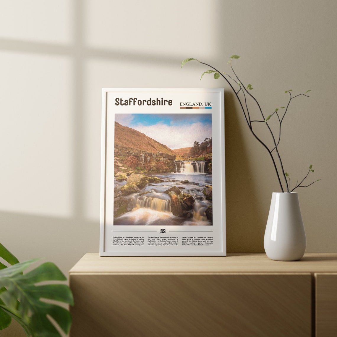 Staffordshire Print Staffordshire Poster Staffordshire Wall Art Oil Painting Poster City Print City Artwork Travel Artwork Travel Art - Image 2
