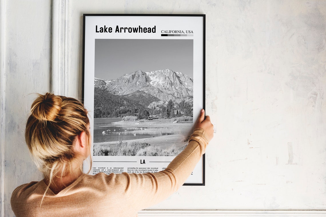Lake Arrowhead Print Black And White Lake Arrowhead Poster Lake Arrowhead Wall Art Travel Poster City Artwork Travel Artwork City Print - Image 4