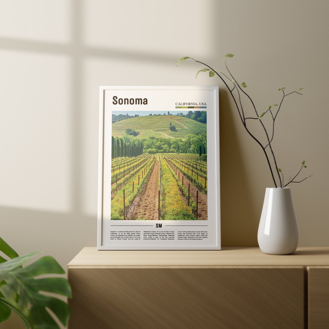 Sonoma Print Sonoma Poster Sonoma Wall Art Oil Painting Poster Colorful City Print City Artwork Travel Artwork Travel Wall Art - Image 3