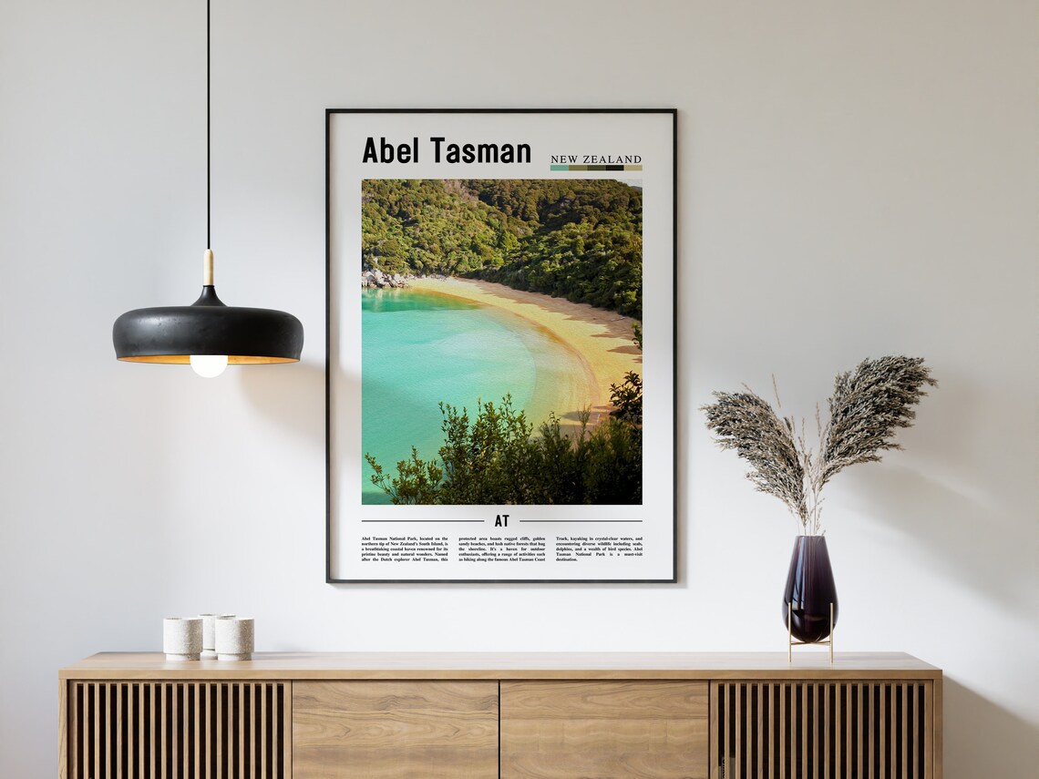 Abel Tasman Poster Abel Tasman Print Abel Tasman Wall Art Minimal Travel Print Travel Destination Oil Painting Poster - Image 4