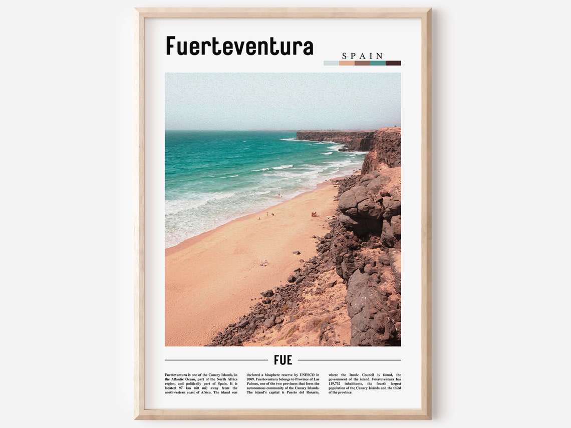 Fuerteventura Poster Fuerteventura Print Fuerteventura Wall Art Spain Photo Spain Poster Spain Print Minimal Travel Poster