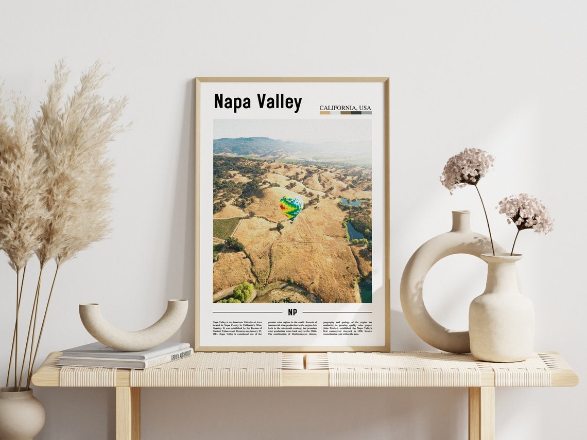 Napa Valley Print Napa Valley Poster Napa Valley Wall Art Minimal Travel Print Minimal City Poster Travel Destination Oil Painting Poster - Image 5
