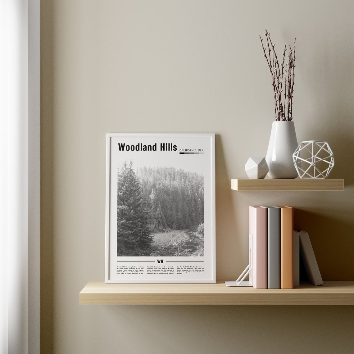 Woodland Hills Print Black And White Woodland Hills Poster Woodland Hills Wall Art Travel Poster City Artwork Travel Artwork City Print - Image 3