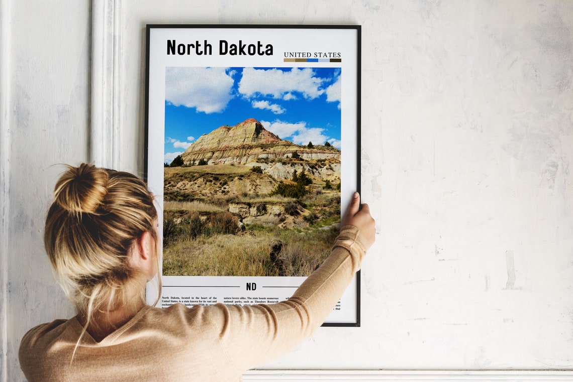 North Dakota Poster North Dakota Print North Dakota Wall Art United States Photo United States Poster United States Print - Image 5