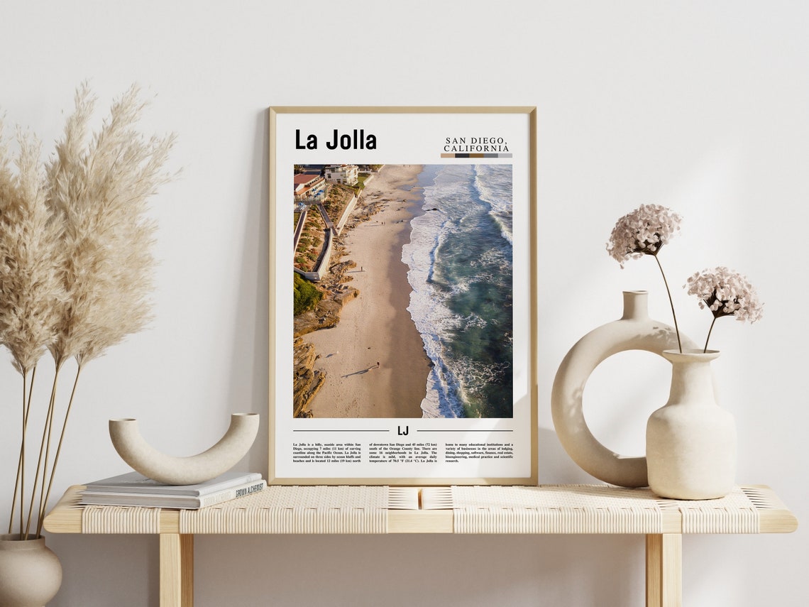 La Jolla Print La Jolla Poster La Jolla Wall Art Minimal Travel Print Minimal City Poster Travel Destination Print Oil Painting Poster - Image 6