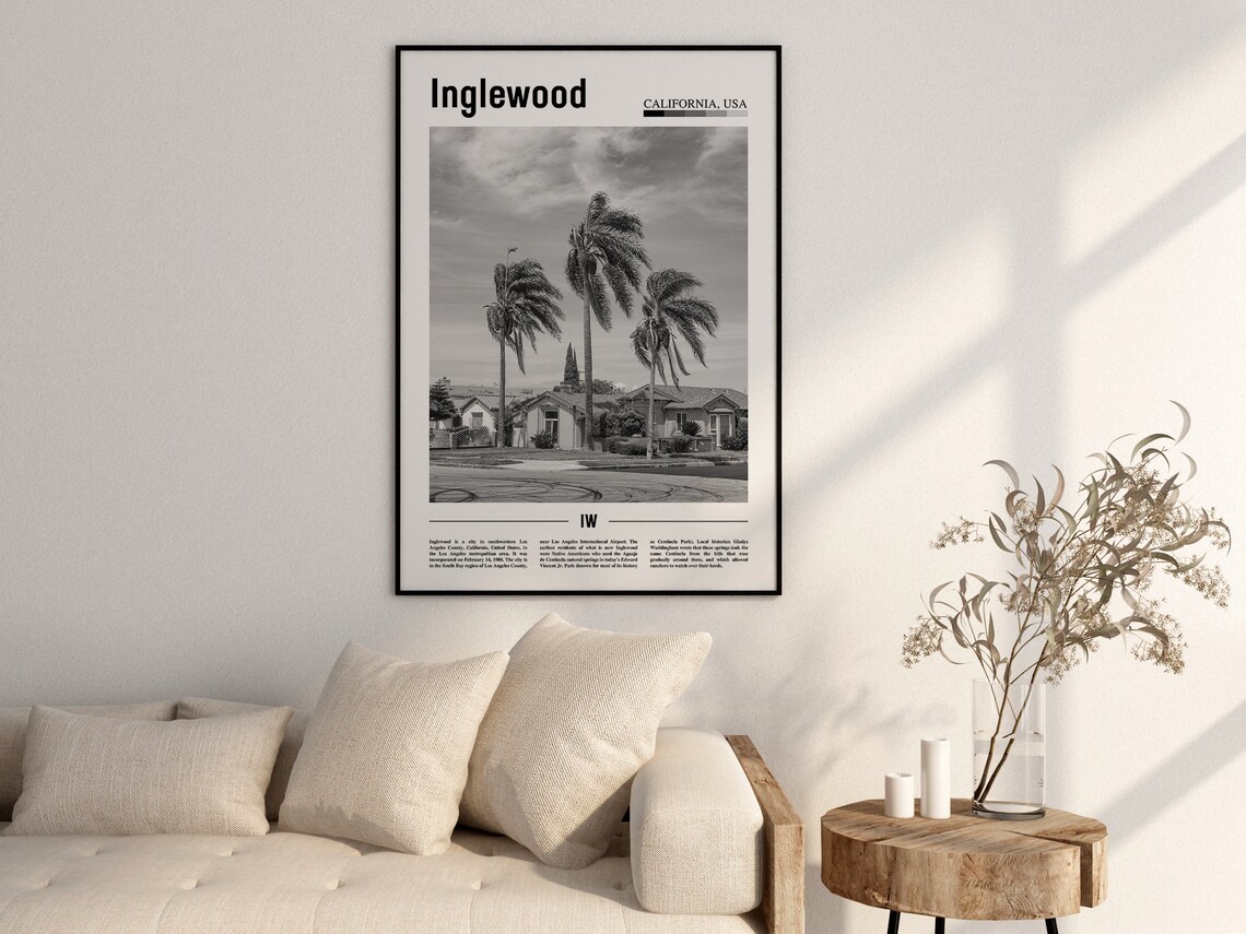 Inglewood Poster Black And White Inglewood Print Black And White Inglewood Wall Art Minimal Travel Print Travel Poster - Image 2