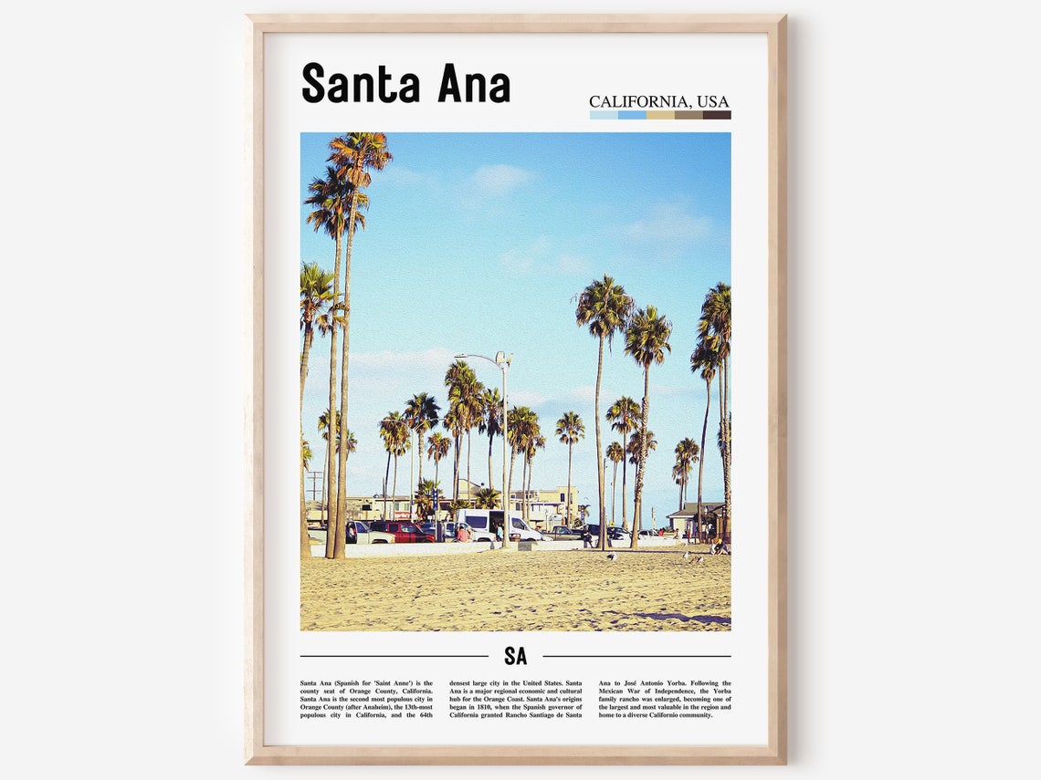 Santa Ana Print Santa Ana Poster Santa Ana Wall Art Minimal Travel Print Minimal City Poster Travel Destination Oil Painting Poster