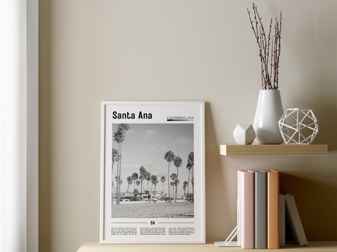Santa Ana Poster Black And White Santa Ana Print Black And White Santa Ana Wall Art Minimal Travel Print Travel Poster - Image 3