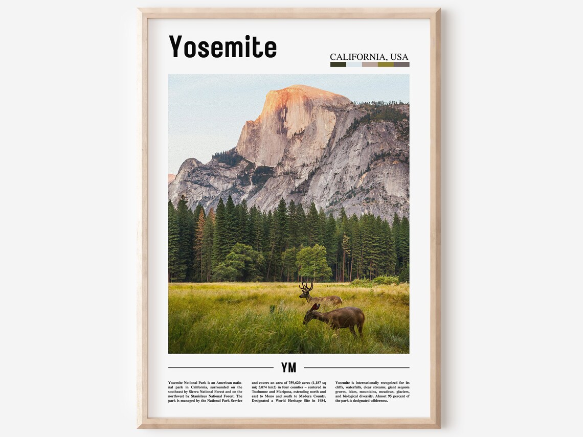 Yosemite Minimal Travel Poster, Oil Painting