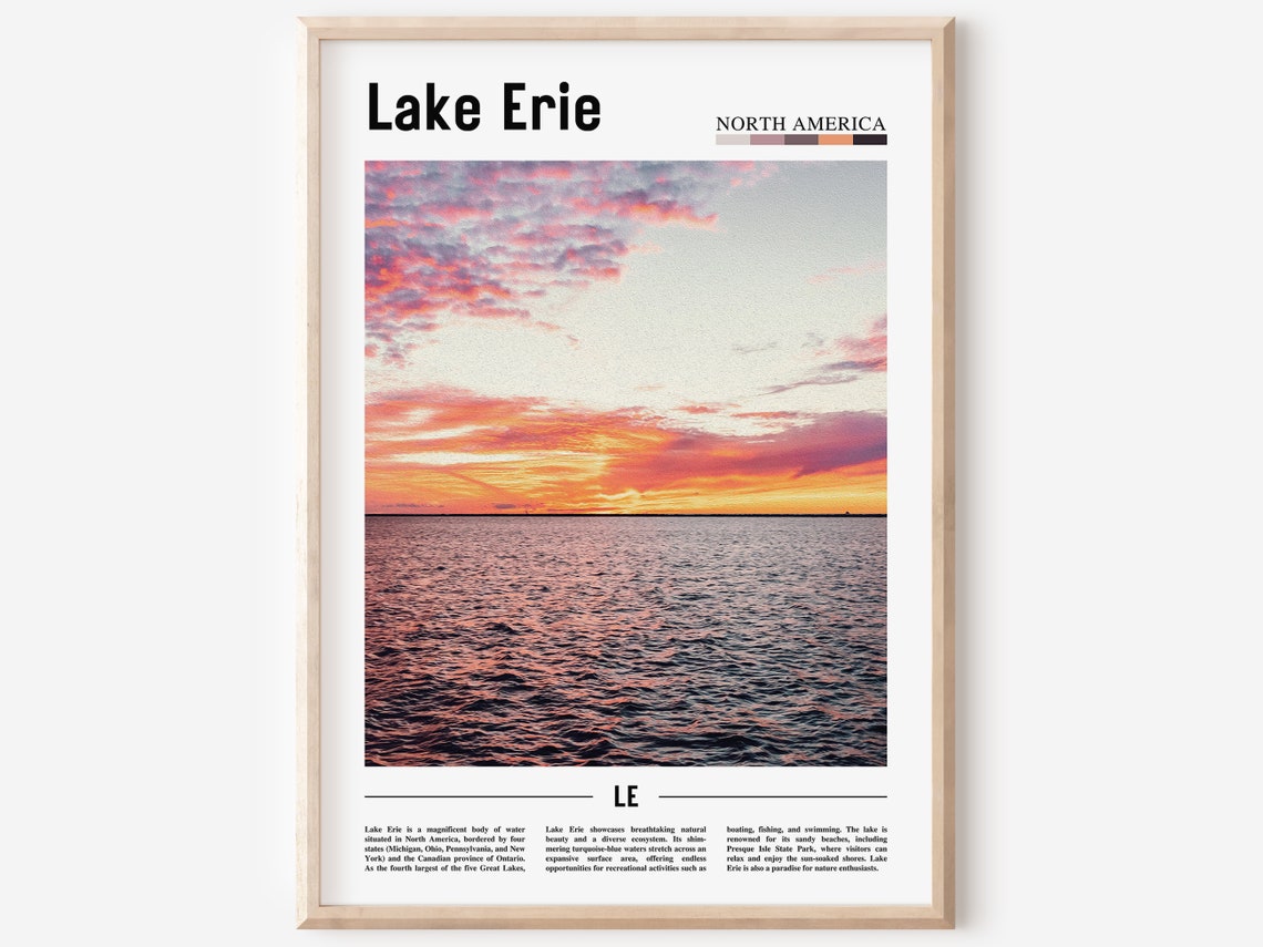 Lake Erie Poster Lake Erie Print Lake Erie Wall Art North America Photo North America Poster North America Print