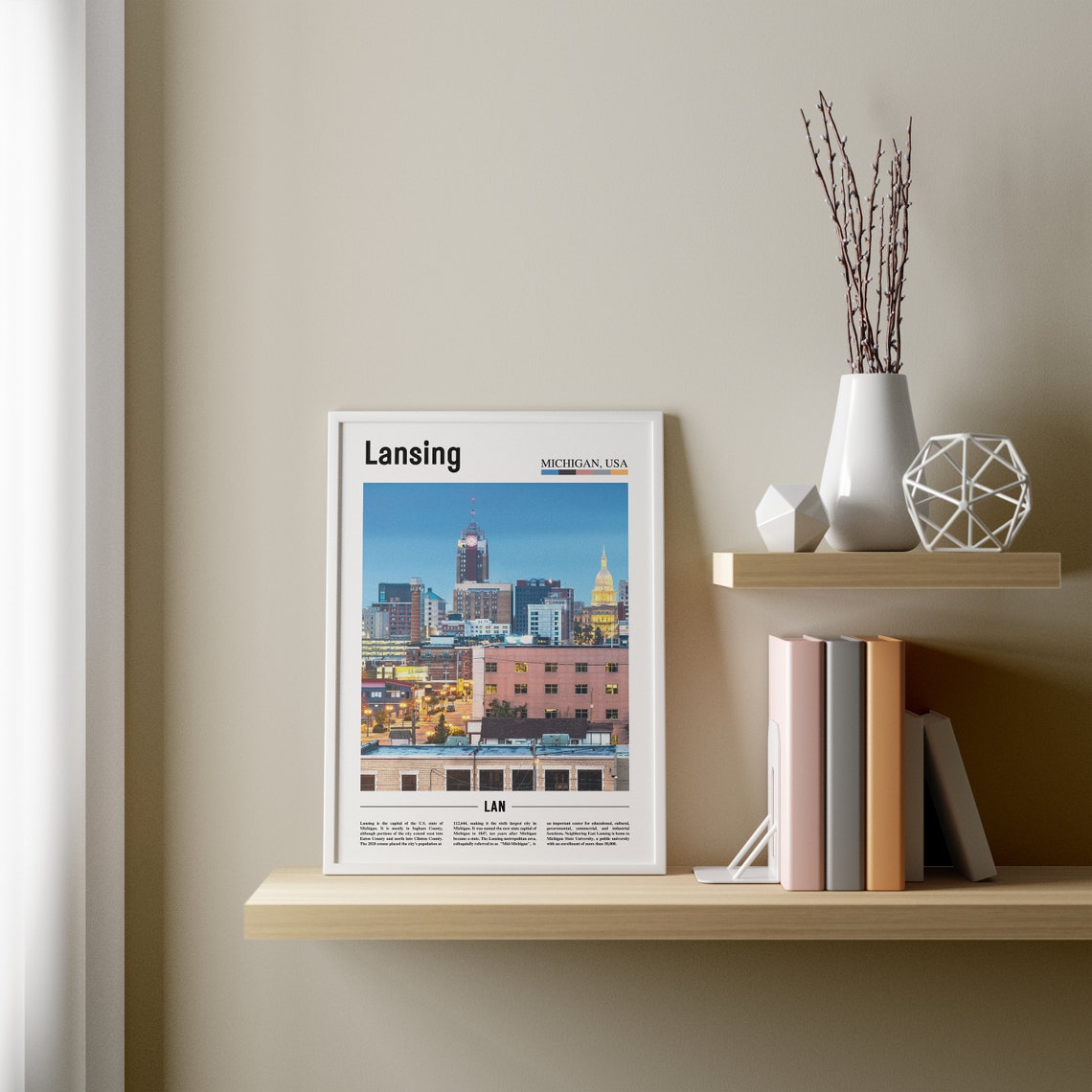 Lansing Poster, Colorful City Artwork - Image 3