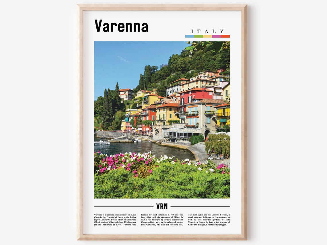 Varenna Minimal Travel Poster, Italy Photo