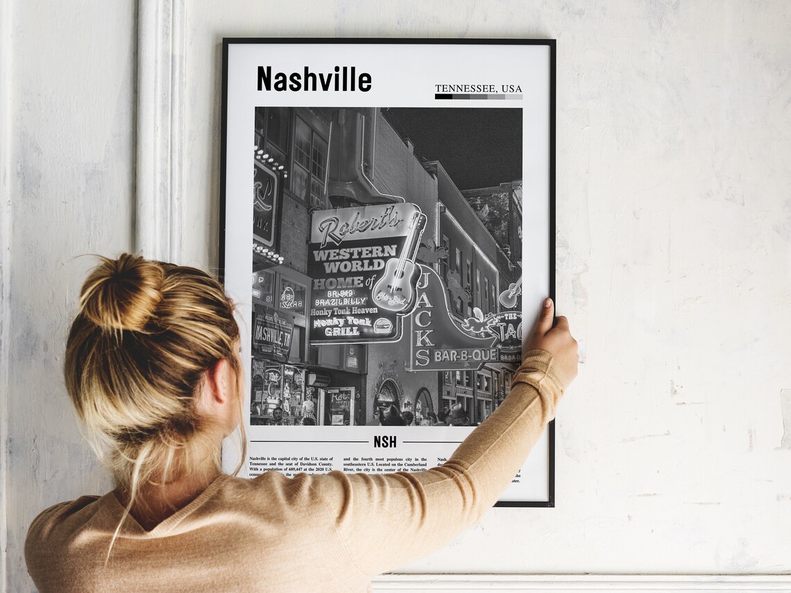 Nashville Poster Black And White Nashville Print Black And White Nashville Wall Art Minimal Travel Print Travel Poster - Image 5