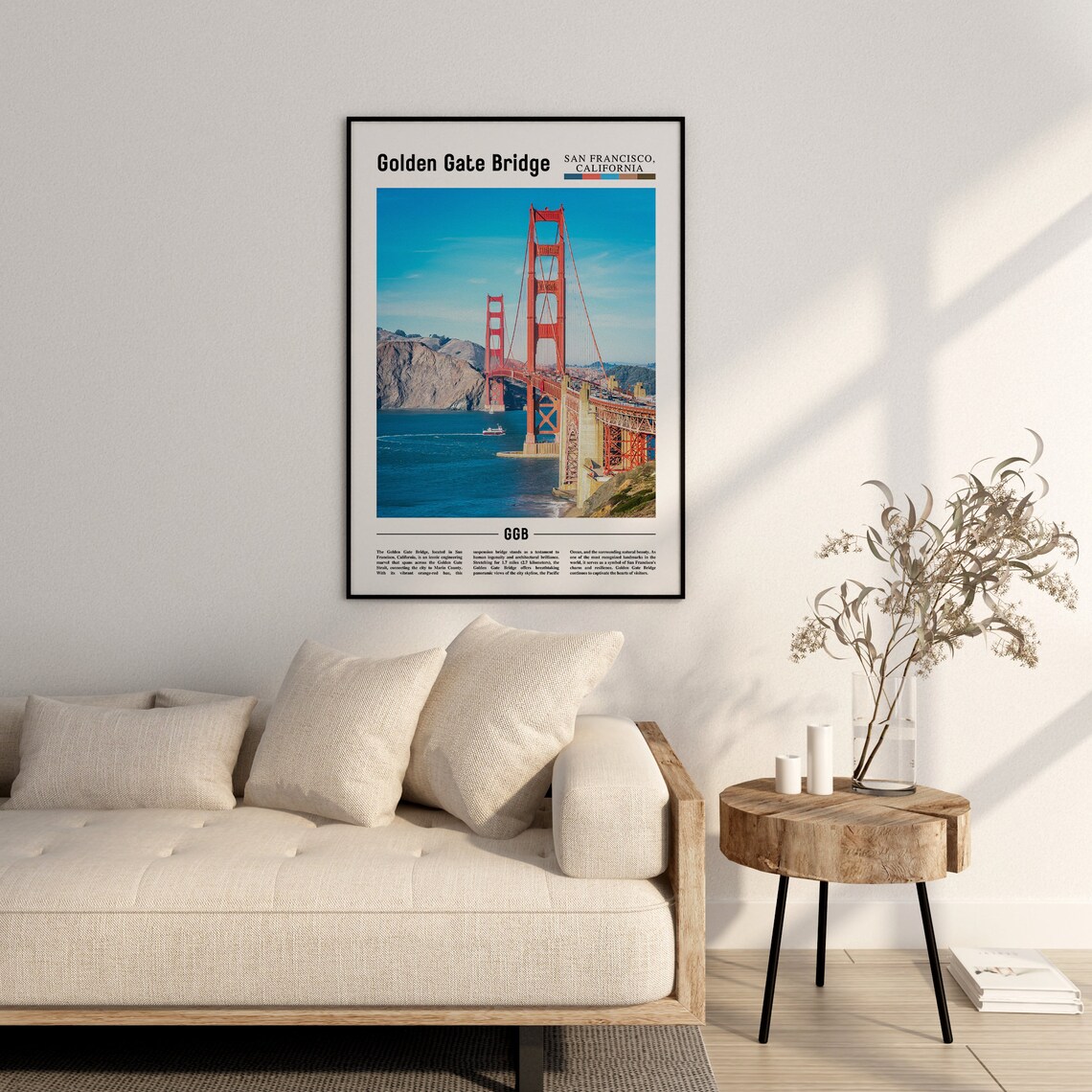 Golden Gate Bridge, Minimal Travel Art Print - Image 2
