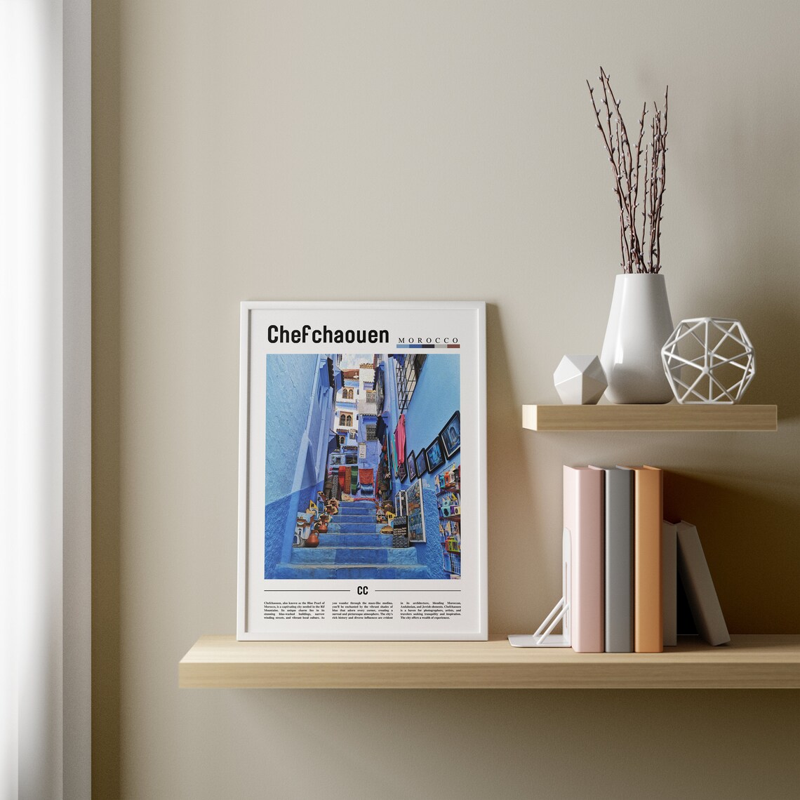 Chefchaouen Minimal Travel Poster, Oil Painting - Image 4
