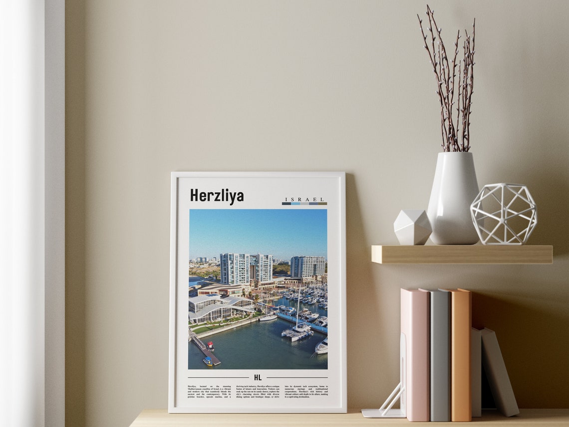 Herzliya Poster Herzliya Print Herzliya Wall Art Minimal Travel Print Travel Destination Oil Painting Poster - Image 3