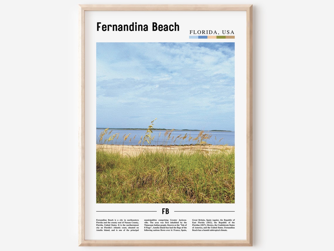 Fernandina Beach Print Fernandina Beach Poster Fernandina Beach Wall Art Oil Painting Poster City Artwork Travel Artwork Travel Wall Art
