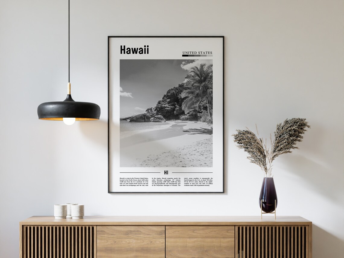 Hawaii, Black And White Minimal Travel Poster - Image 4