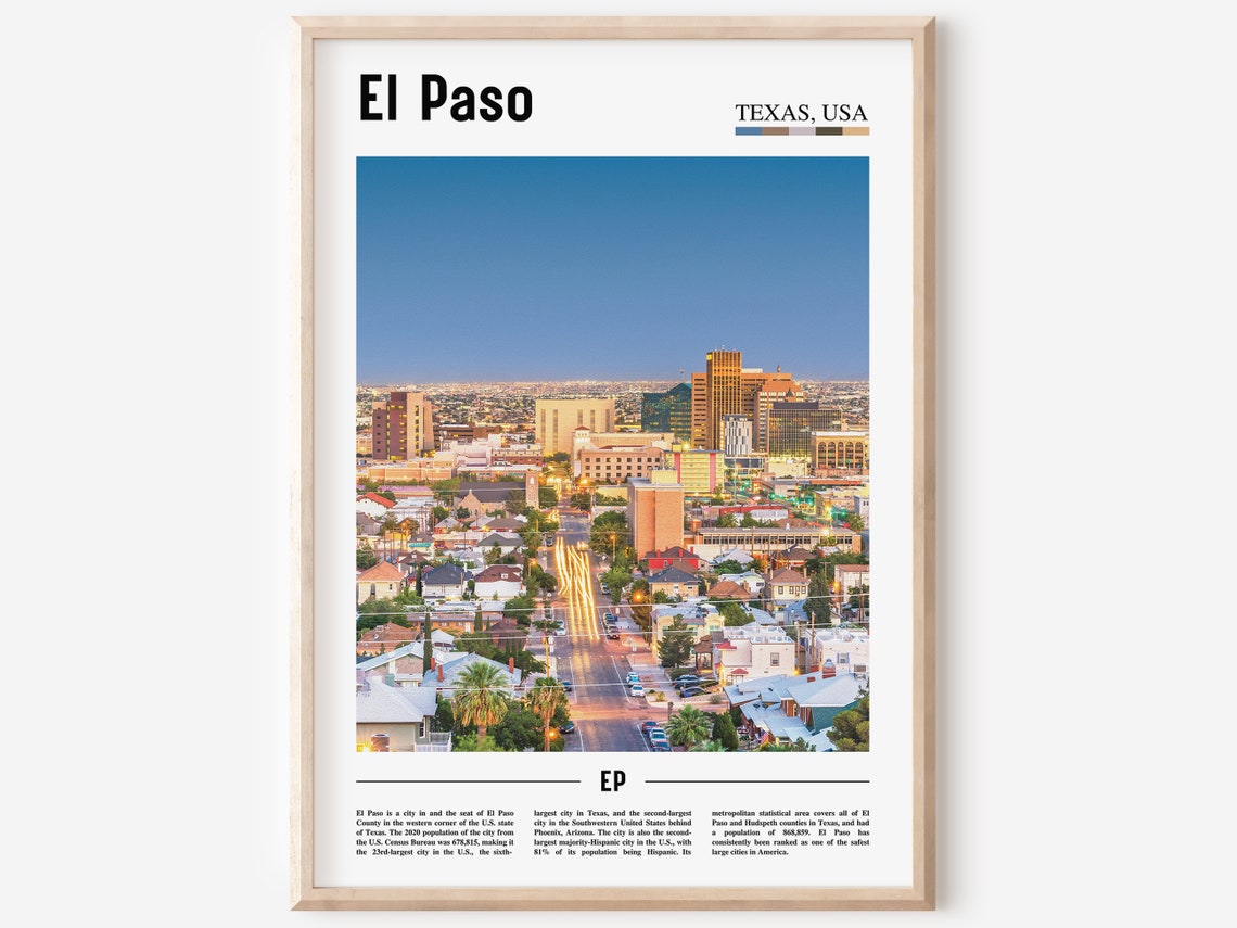 El Paso Print El Paso Poster El Paso Wall Art Oil Painting Poster Colorful City Print City Artwork Travel Artwork Travel Wall Art