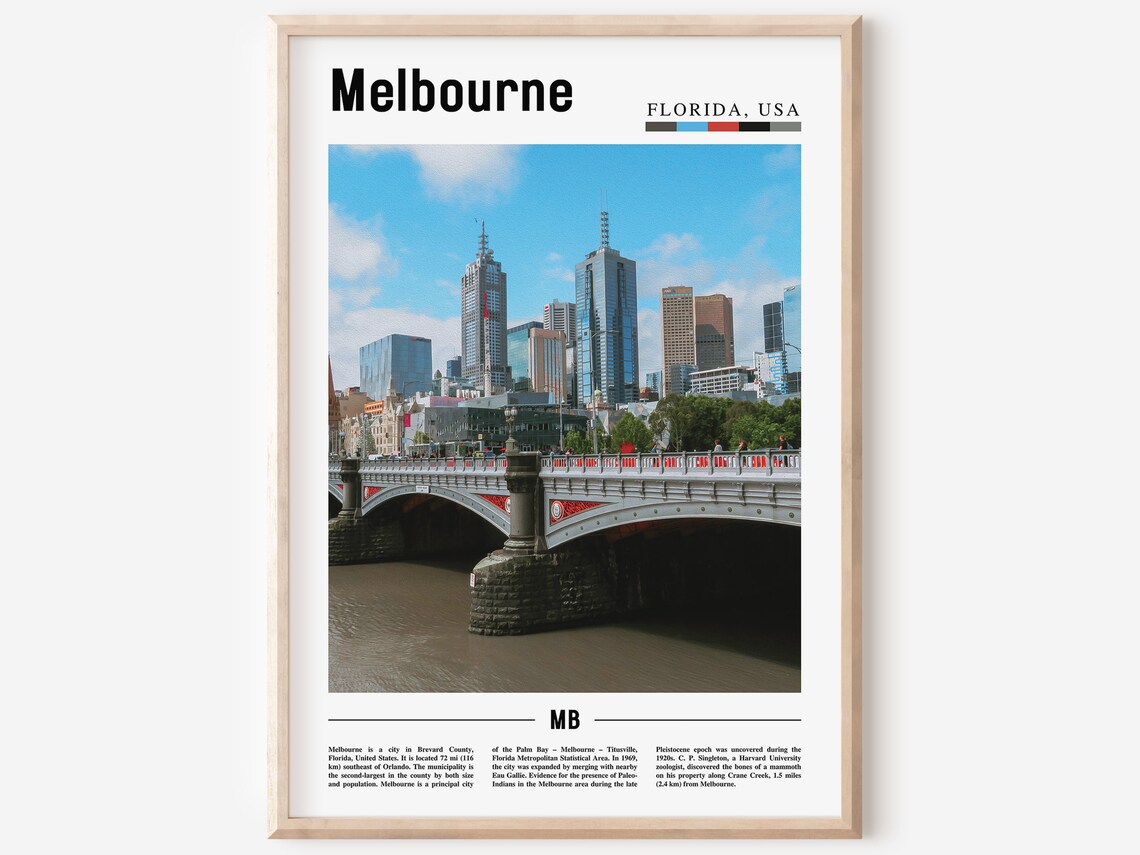 Melbourne Travel Poster, Colorful City Artwork