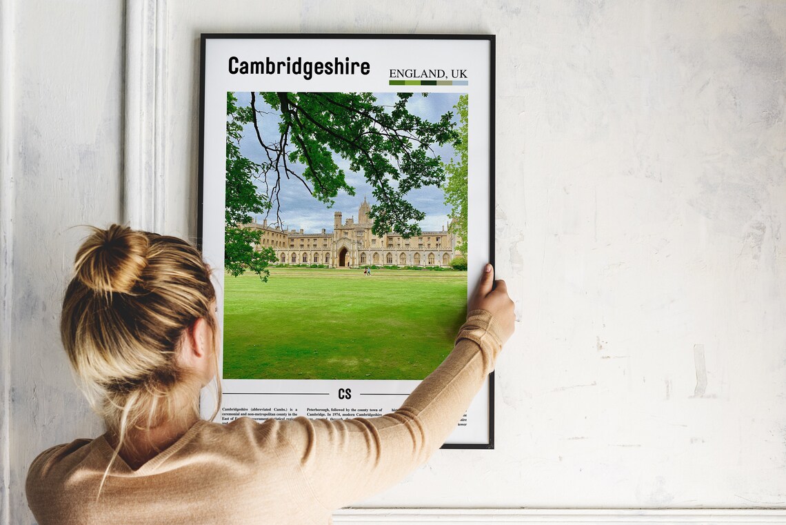 Cambridgeshire Minimal Travel Poster, Oil Painting - Image 4